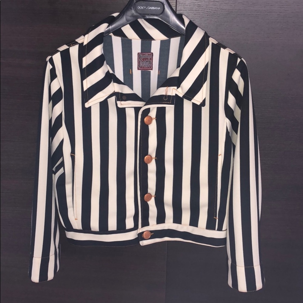 JP Gaultier Vintage cropped 3/4 sleeve pinstriped jacket